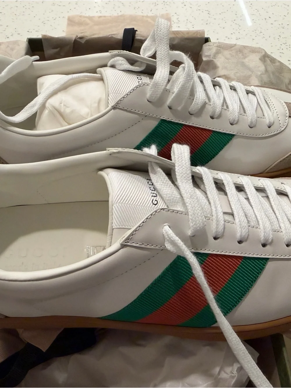 Gucci Embossed Green and Beige Shoe Box